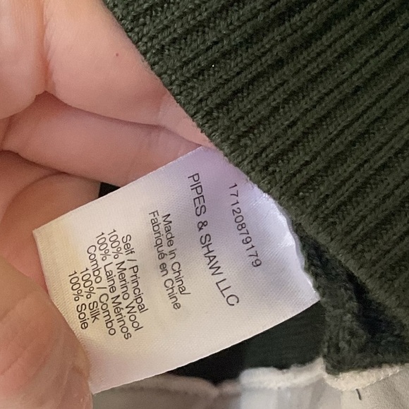 Veronica Beard Concord V-Neck Sweater Mixed Media Green White Size Small - Picture 6 of 8